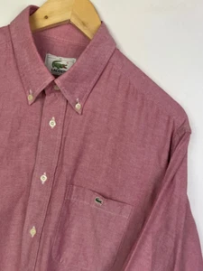 CAMISA LACOSTE OXFORD Talla L (se ajusta como XL) Hombre Manga Larga Rosa - Excelente - Imagen 1 de 5