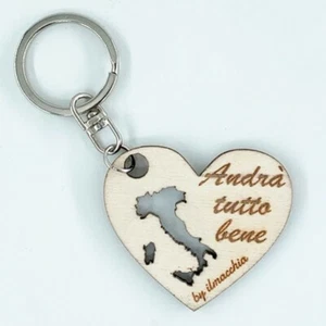 Portachiavi in legno personalizzato con incisione a forma di cuore - Picture 1 of 1