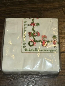 NEW Vintage Sealed 20 Paper Napkins Christmas Deck the Halls - Picture 1 of 3