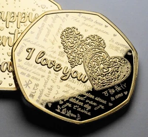 Happy Valentine's Day 'I Love You' 24ct Gold Commemorative. Husband/Wife/Partner - Picture 1 of 8