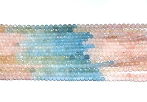 Multi Aquamarine Faceted Roundel Shape Beads Natural Gemstone Beads 3mm 13''Inch - Picture 1 of 6