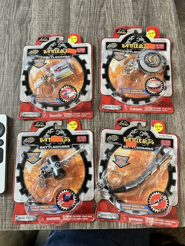 Lot Of 4 Battlebots Road Champs Battlechains Keychains Biohazard 2001 New Cover