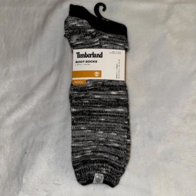 Timberland Women’s Boot Socks Wool Blend Set of 2 Pairs Black Gray NWT - Image 1 of 4