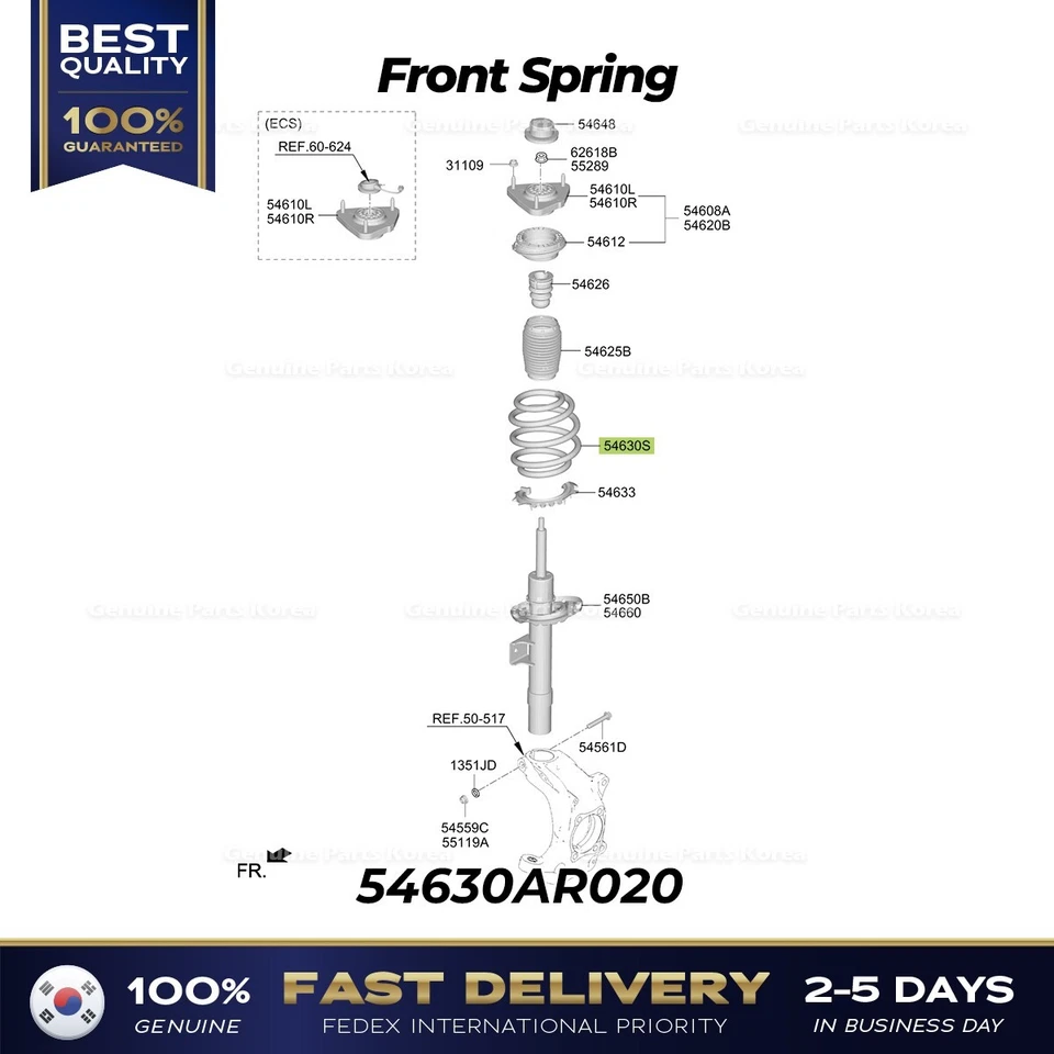⭐Genuino⭐ Muelle delantero 54630AR020 para Hyundai Genesis GV70 Foto 1 de 1
