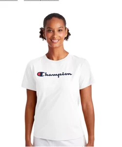 Champion Women's White Classic Logo Short Sleeve T-Shirt Size MEDIUM - Picture 1 of 1