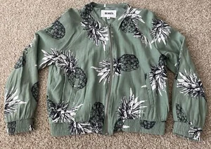 BB Dakota Aylia Bomber Jacket Olive Green Pineapple Lined Womens Medium - Picture 1 of 8