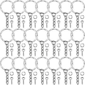50x Ring Key Chains Kits Keyring With Eye Screw DIY Accessories Jewelry Making