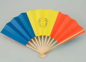 SGI Soka Gakkai Buddhism Three colors Folding fan Hachiyou Renge Made in Japan - Picture 1 of 6