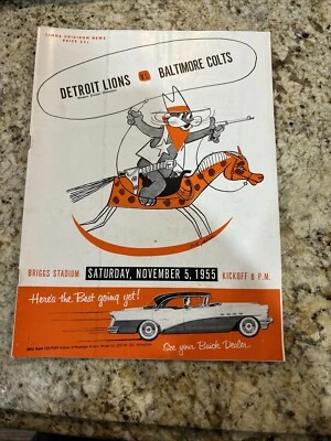 1955 Baltimore Colts  at Detroit Lions NFL Football Program 11-5-55 - Image 1 of 4