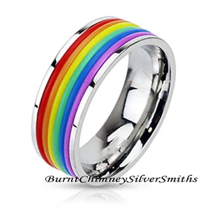 Gay Pride Regenbogen Silikon Ring LGBTQ Unisex Band optionale Gravur 2149 - Bild 1 von 7
