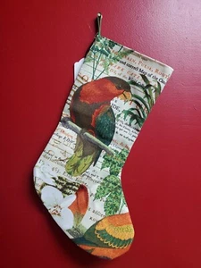Christmas Stocking Handmade Fully Lined 17" Tropical Parrot - Picture 1 of 2