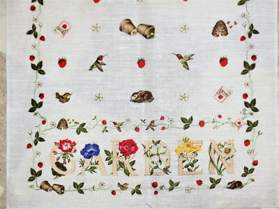 Vintage linen n cotton fabric pillow panels garden fruits vegies herbs U PICK - Image 1 of 3