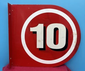 Vintage Gas Service Station Metal #10 Pump Gas Oil Advertising Red Sign - Picture 1 of 4