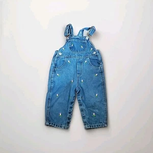 Baby Girls Embroidered Rose's Blue Jean Snap Overalls 12 Months - Picture 1 of 7