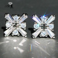 New  Woman's AAA+ White Sapphire Long Ear Stud 925 Silver Filled Tassel earrings