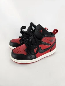 Nike Air Jordan 1 Retro Mid TD 'Bred' 2018 640735-610 Tenis Niño Pequeño Talla 7C - Imagen 1 de 11