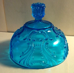 ANTIQUE EAPG BLUE OPALESCENT BUTTER DISH LID - Picture 1 of 6