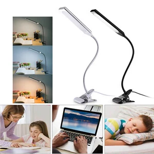 LED Clip on Dimmable Lamp USB Desk Lamp Bedside Table Lamp Study Reading Light - Picture 1 of 14