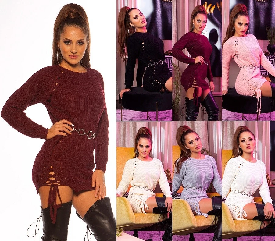 Koucla Donne Maglione Lungo Abito In Maglia Con Lacci Milax-Fashion - Immagine 1 di 1