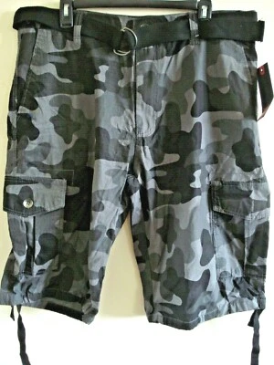 Pantalones cortos y cinturón Southpole gris camuflaje talla 29 para hombre Foto 1 de 2