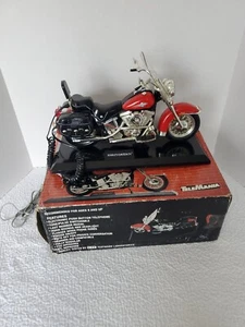 Vintage Harley Davidson Motorcycle Desktop Nightstand Phone Red/Black Saddle bag - Picture 1 of 20