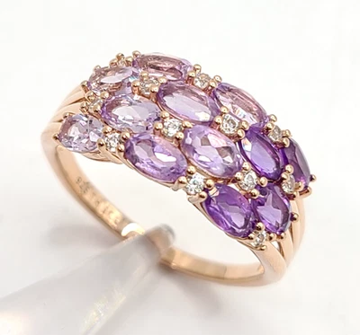 Anillo JEN by Jennifer Miller Ovalado Amatista Ombre Banda Plata de Ley talla 10 Foto 1 de 4