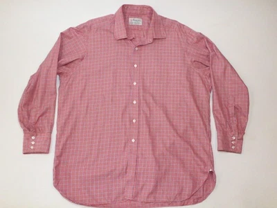 TURNBULL & ASSER Red Houndstooth Check 100% Cotton Mens Luxury Dress Shirt - 18 - Image 1 of 4