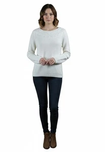 Damen Croft & Barrow Elfenbein Struktur Strick Pullover - Größe L - weiche Mischung - Bild 1 von 13