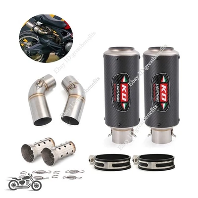 For Ducati Monster 696 795 796 1100 Exhaust System Mid Pipe 51mm Muffler Escape - Image 1 of 4