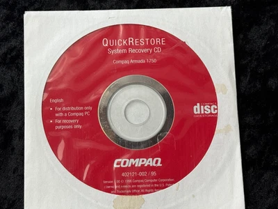 Compaq Armada 1750 Quick Restore System Recovery CD - Image 1 of 2