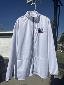 Team USA Olympics Full Zip Jacket Men's Size 2XL White Long Sleeve - Picture 1 of 6