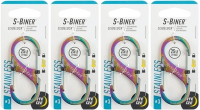 Mosquetón de acero inoxidable Nite Ize S-Biner SlideLock #3 - Spectrum (paquete de 4) Foto 1 de 4