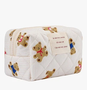 Kleine gesteppte Baumwolle Make-up oder Windel Zubehör Tasche 3,6"X3,6"X5,5" - Bild 1 von 4