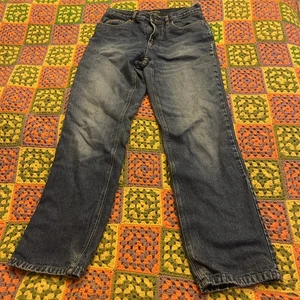 EDDIE BAUER Jeans sz 8 Floral Flannel Lined  Straight Leg Style-5752 Med Wash - Picture 1 of 8