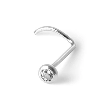 9 карат белое золото и 2 мм круглый рубовер прозрачный CZ кристалл нос винт гвоздики - Изображение 1 из 3