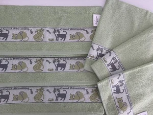6 x Toalla de té de mano de cocina de diseño para gatos en verde 100 % algodón 45 cm x 70 cm - Imagen 1 de 1