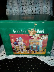 Grandeur Noel Illuminated Porcelain House Set Library And Shoppe  - Picture 1 of 1