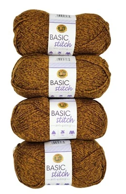 Lion Brand Yarn Basic Stitch Anti-Pilling Yarn, Gold Heather, 3.5 oz 4 Skeins - Image 1 of 4
