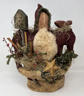 RARE Handmade Primitive Moses Allen Collectible 2004 Santa Claus Bird Birdhouse - Image 1 of 4