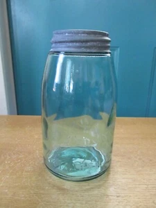 Vintage Blue Ball Quart Size Glass Canning Jar w/ Lid, Backwards Q & 4 on Bottom - Picture 1 of 11