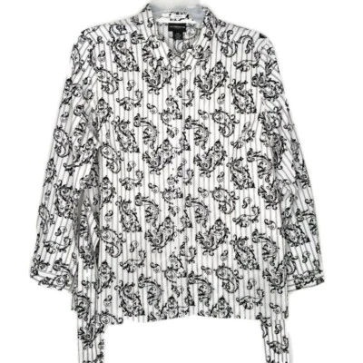 Blusa Liz Claiborne Mujer Talla XXL Manga Larga Botón Frontal Cintura Corbata Paisley Foto 1 de 4