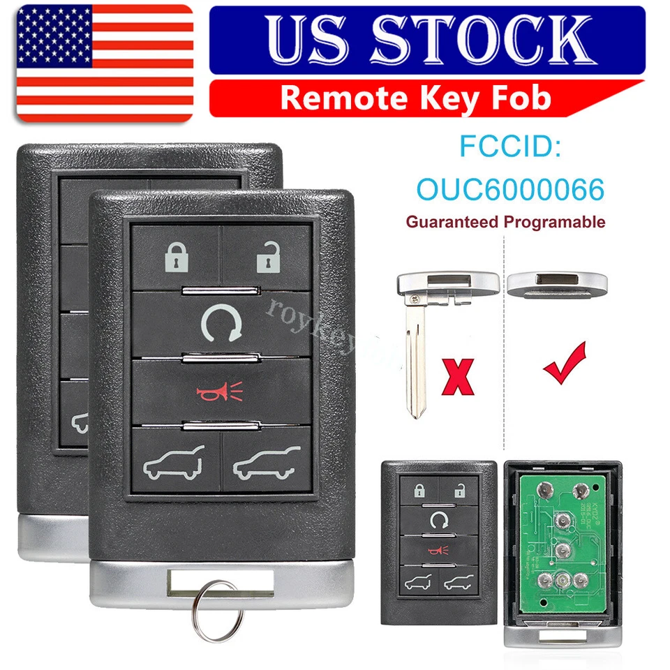 Mando a distancia llavero 2 autos para Cadillac Escalade ESV EXT 2007 2008 2009 2010 Foto 1 de 4