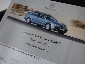 Mercedes-Benz Prospekt: Preisliste C-Klasse  W203 01/2001 T-Modell - Picture 1 of 2