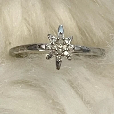 Brillante anillo de plata esterlina 925 natural 12 piezas diamante estrella talla M Reino Unido Foto 1 de 4