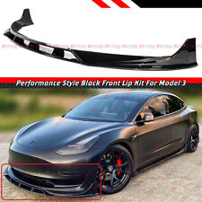 For 2017-22 Tesla Model 3 Performance Style 4pc Black Front Bumper Lip Splitter