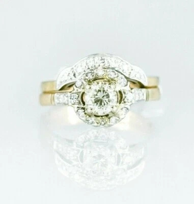 (I-6752-687) 14k duo gold multistone diamond ringset - Image 1 of 3