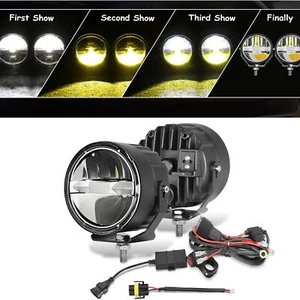 2x 3.5" White/Yellow Dual Color LED Driving Fog Light Motorcycle/E-Bike & Wiring - Picture 1 of 14