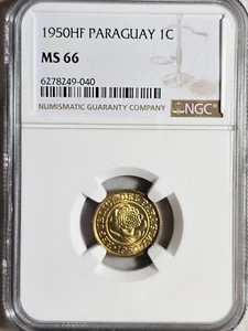 Paraguay 1 Centimo 1950 HF NGC MS 66 - Picture 1 of 2