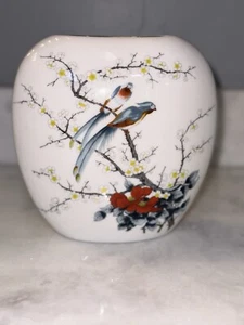 Jardinera/Florero de cerámica vintage oriental pájaro ovalado/estrecho Jay Japón - Imagen 1 de 10