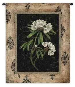 26x33 SILVER RHODODENDRON Floral Still Life Tapestry Wall Hanging - Picture 1 of 1